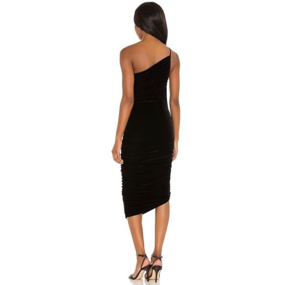 Lovers + Friends Milwood Asymmetrical Black Velvet Midi Dress, Women’s Small - Picture 3 of 14
